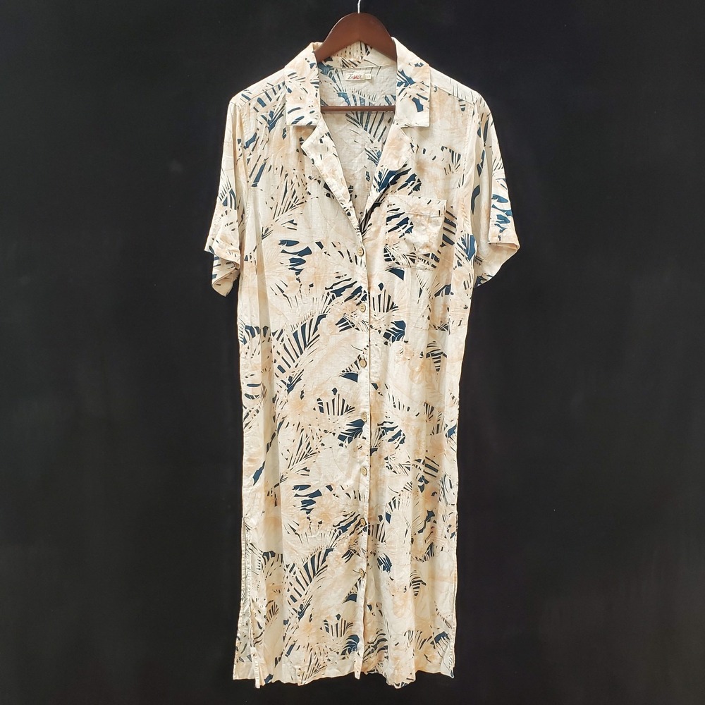 Faherty Womens Button Up Linen Shirt Dress Size L Beach Coastal Travel‎ Vacation